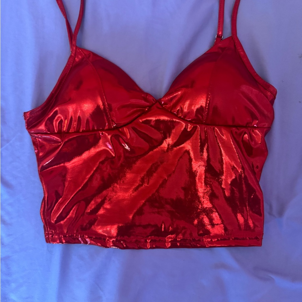 Shiny Red Camisole Top